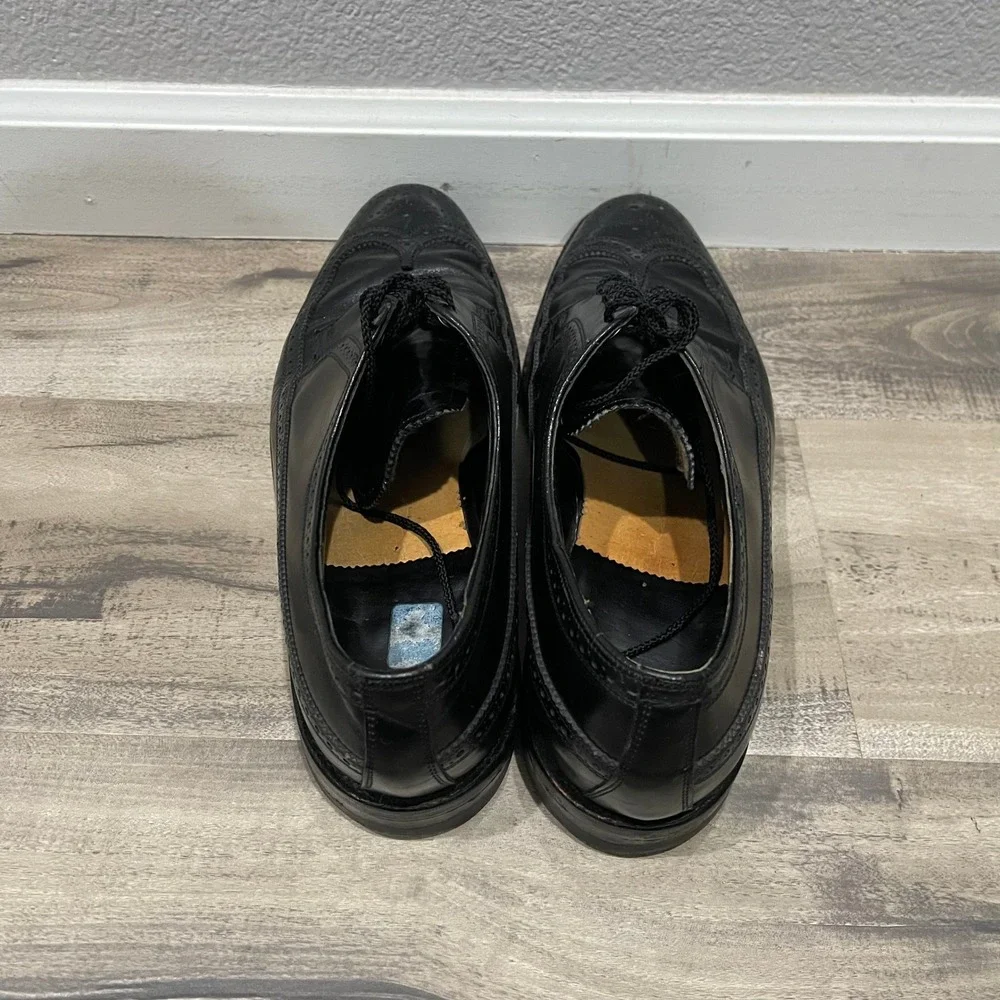 Florsheim Oxford Shoes Men Size 11.5 C Black Cortez Leather Wingtip Brogue 20804